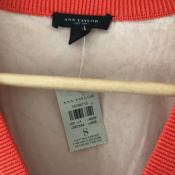 NWT Ann Taylor Lacey cardigan coral red warm pink size small valentines new year - Picture 5 of 5